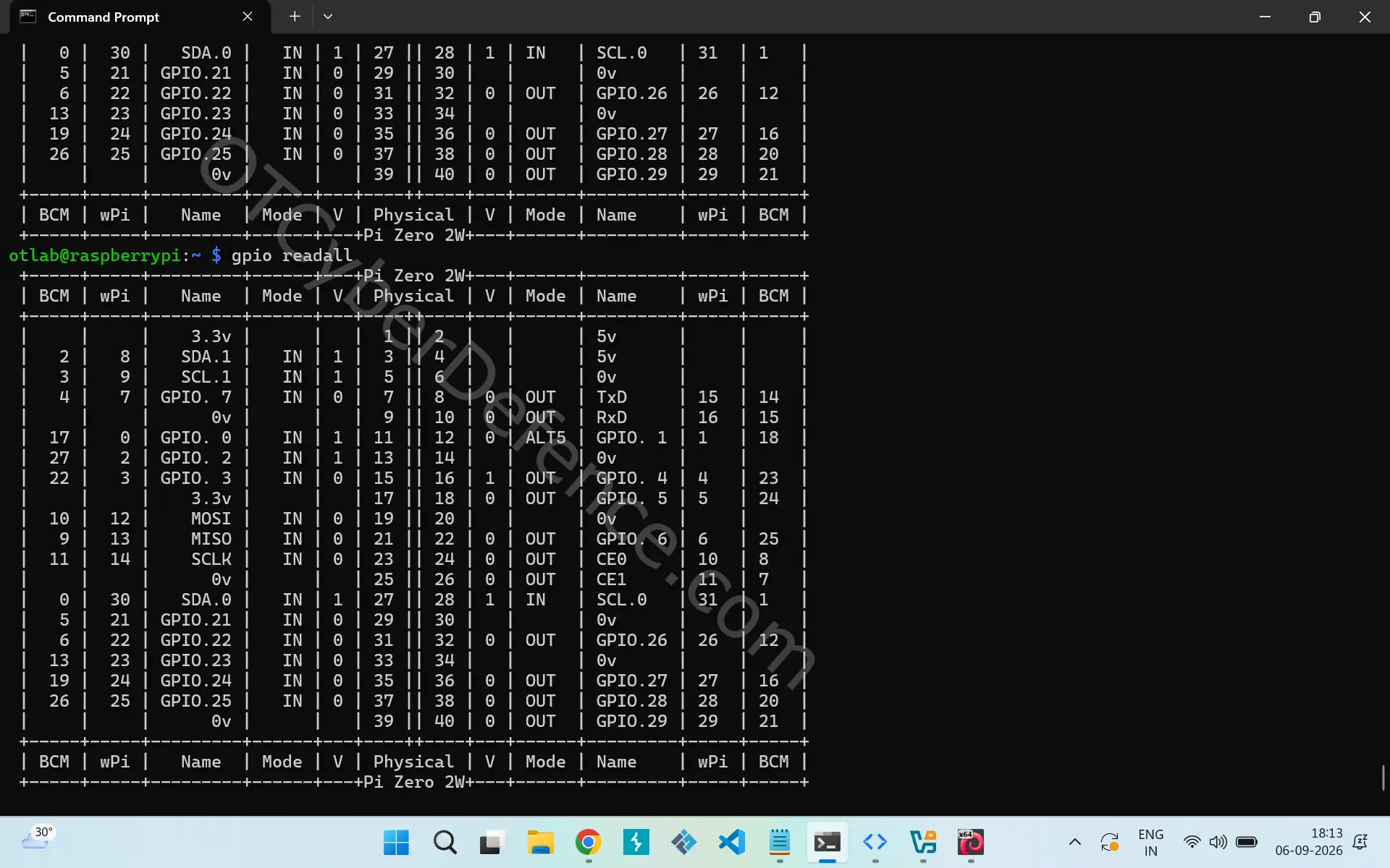 Screenshot of gpio readall